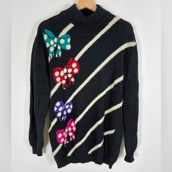 Vintage SK & Company Angora Lambswool Christmas Bow Tunic Sweater Medium NWT - Picture 1 of 6